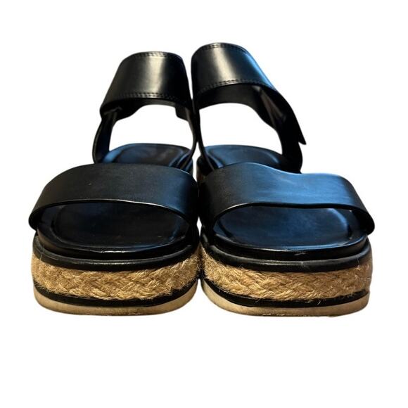 Franco Sarto Black Wicker Raffia Strappy Platform Sandals Size 9.5 - Picture 3 of 5
